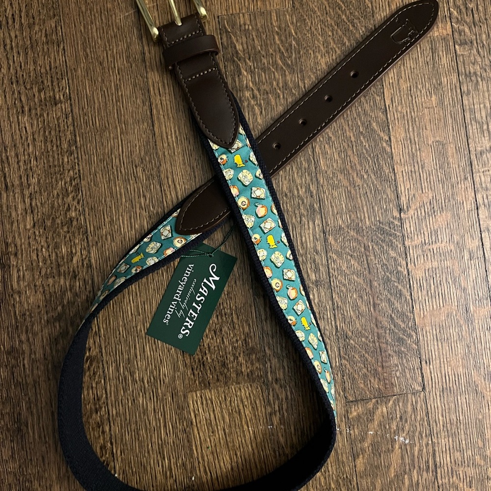 Masters/Vineyard Vines Men's Patterned Belt - Green and Brown